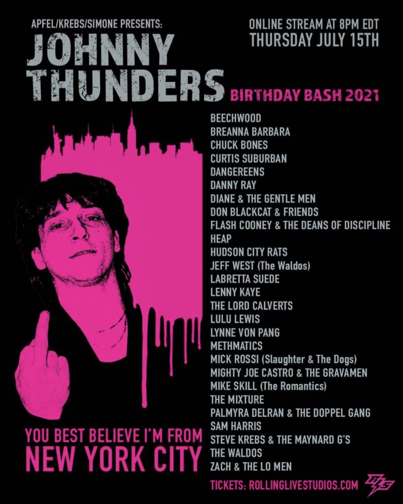 Johnny Thunders Birthday Bash 2021 live stream with Mighty Joe Castro and the Gravamen