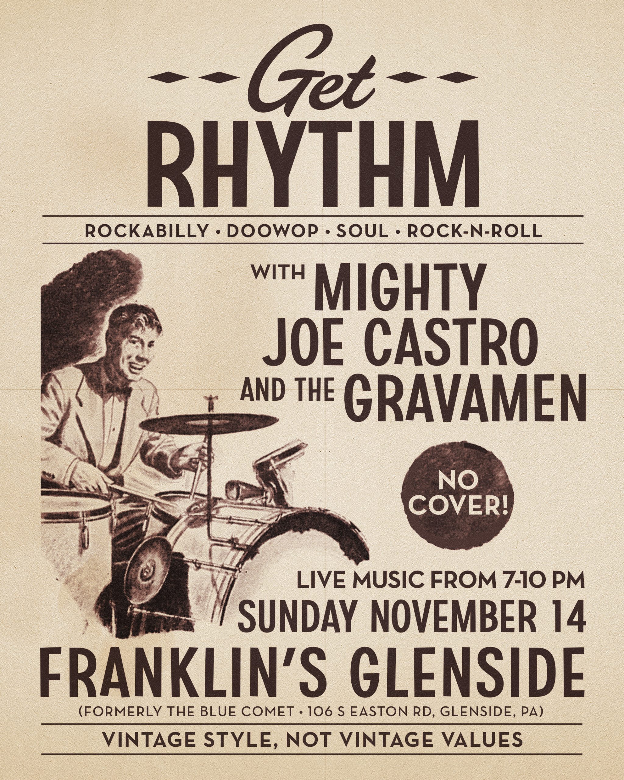 Mighty Joe Castro and the Gravamen perform rockabilly music at Franklins in Glenside PA